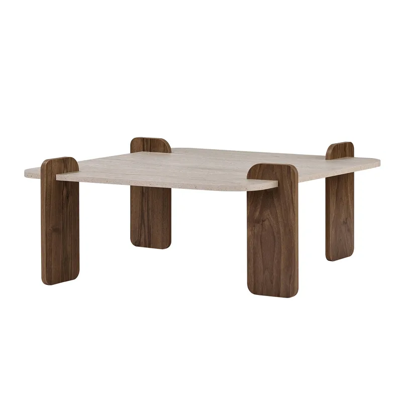 Sofabord Nordure Marais (90 x 35 x 90 cm) Travertin valnøtt, undefined