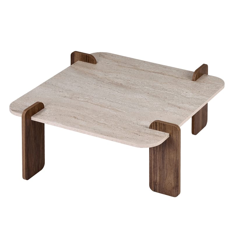 Sofabord Nordure Marais (90 x 35 x 90 cm) Travertin valnøtt - Møbler - Bord - Sofabord