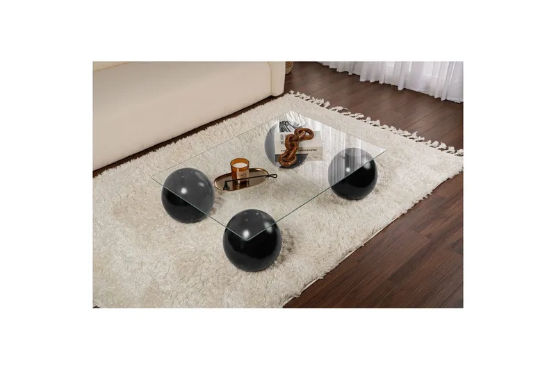 Sofabord Nordure Salongbord Koushik Svart / Transparent Svart - Møbler - Bord - Sofabord