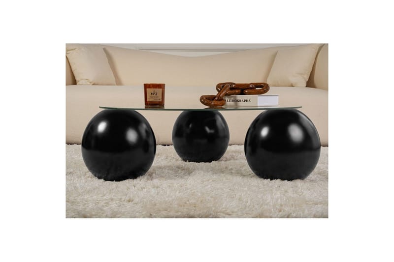 Sofabord Nordure Sofabord Sibas Svart / Transparent Svart, sølv - Møbler - Bord - Sofabord