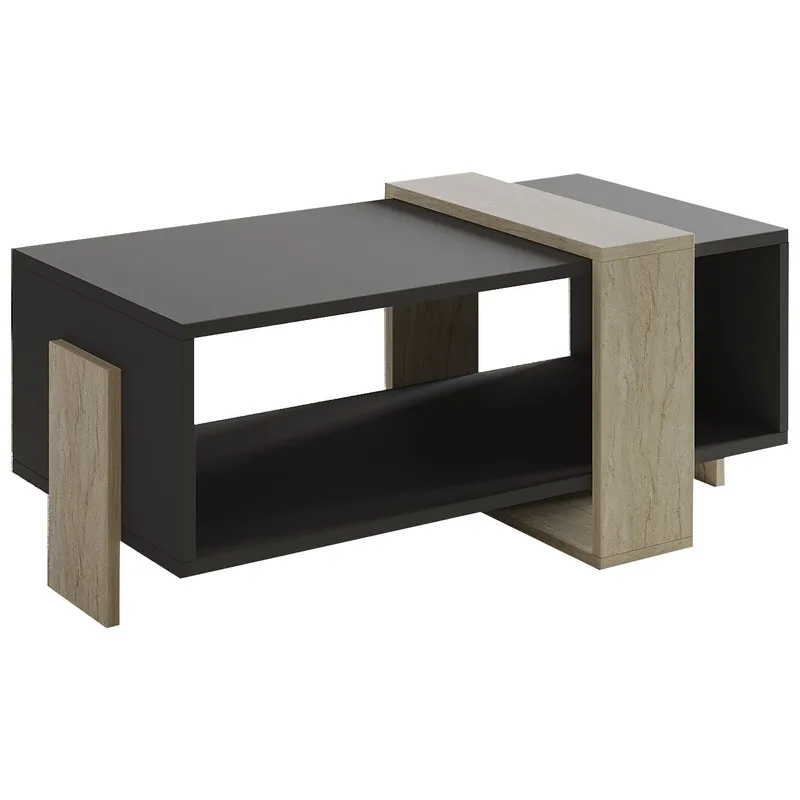 Norell Sofabord 90x40x49 cm, Travertin/Antrasitt