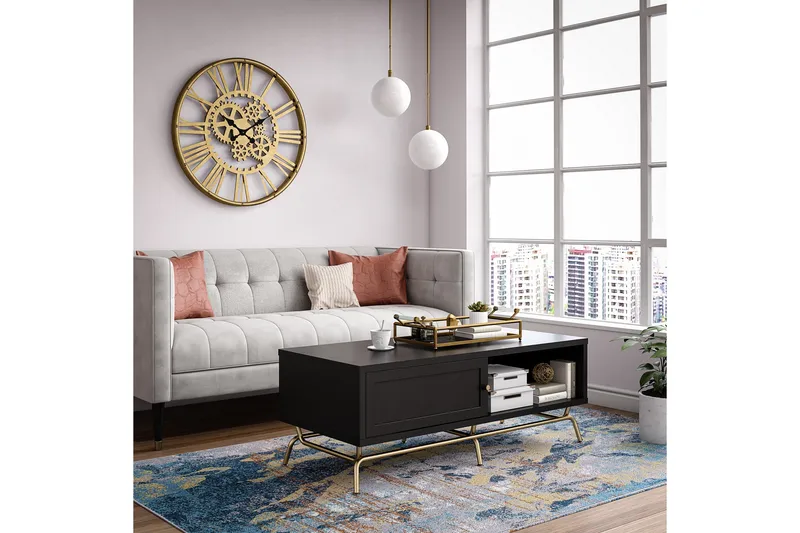 Nova Sofabord 122 cm med Oppbevaring Svart - CosmoLiving - Møbler - Bord - Sofabord