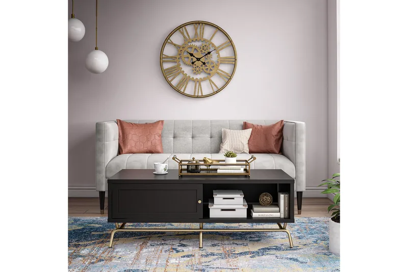 Nova Sofabord 122 cm med Oppbevaring Svart - CosmoLiving - Møbler - Bord - Sofabord