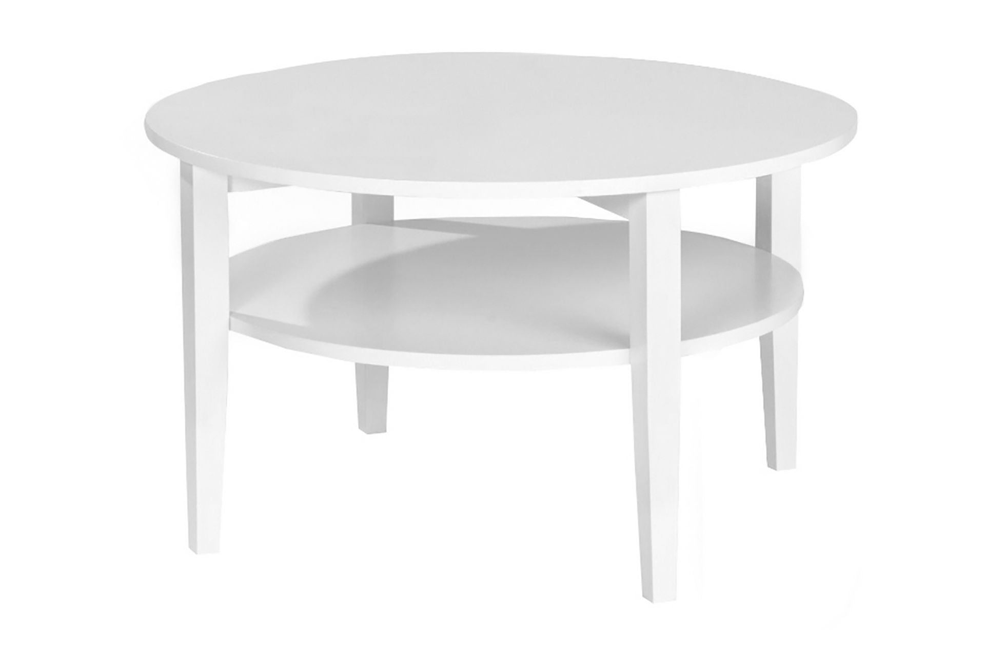 Nybro Sofabord 80 cm Rundt med Oppbevaringshylle - Hvit - Møbler - Bord - Sofabord