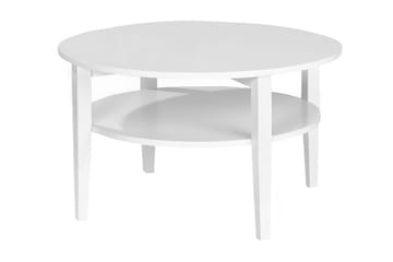 Nybro Sofabord 80 cm Rundt med Oppbevaringshylle - Hvit - Møbler - Bord - Sofabord