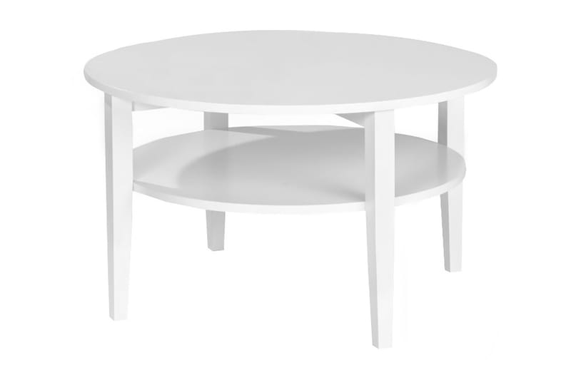 Nybro Sofabord 80 cm Rundt med Oppbevaringshylle - Hvit - Møbler - Bord - Sofabord