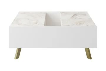 Ocotla Sofabord 90 cm med Oppbevaring Marmormønster - Hvit/Mørkebrun - Møbler - Bord - Sofabord