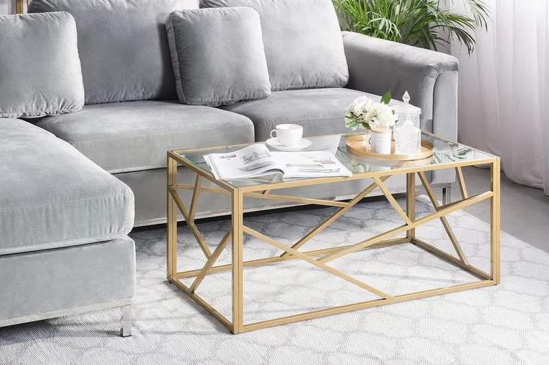 Orland Sofabord 100 cm - Glass/Gull - Møbler - Bord - Sofabord
