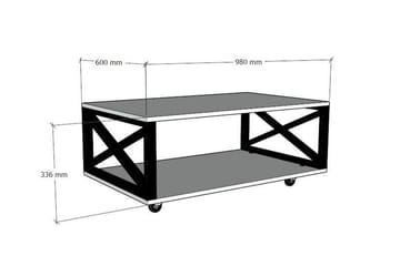 Ouartas Sofabord 98 cm med Oppbevaring Hylle på Hjul - Natur/Svart - Møbler - Bord - Sofabord