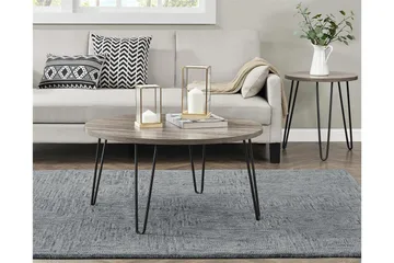 Owen Sofabord 90 cm Ovalt Rundt Grå/Svart - Dorel Home - Møbler - Bord - Sofabord
