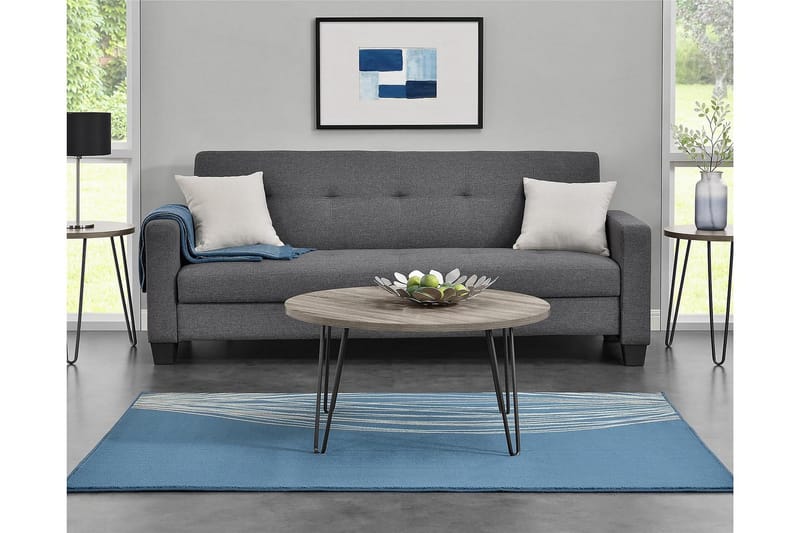 Owen Sofabord 90 cm Ovalt Rundt Grå/Svart - Dorel Home - Møbler - Bord - Sofabord