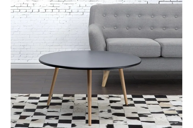 Pagliei Sofabord 80 cm Rundt, Svart/Natur