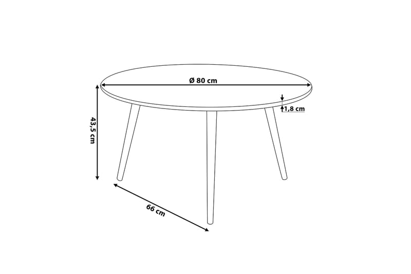 Pagliei Sofabord 80 cm Rundt - Svart/Natur - Møbler - Bord - Sofabord