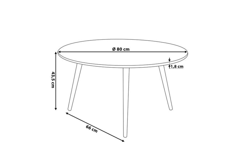 Pagliei Sofabord 80 cm Rundt - Svart/Natur - Møbler - Bord - Sofabord