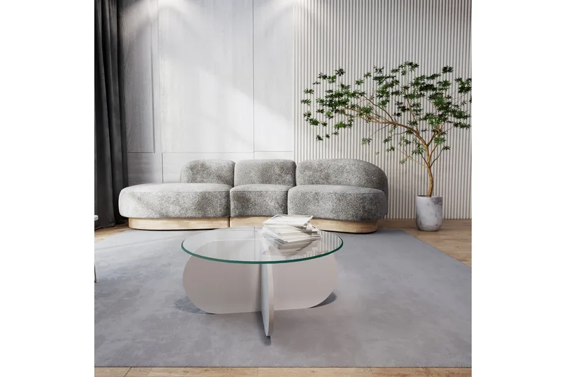 Pakalni Sofabord 75x35x75 cm Rundt - Hvit - Møbler - Bord - Sofabord