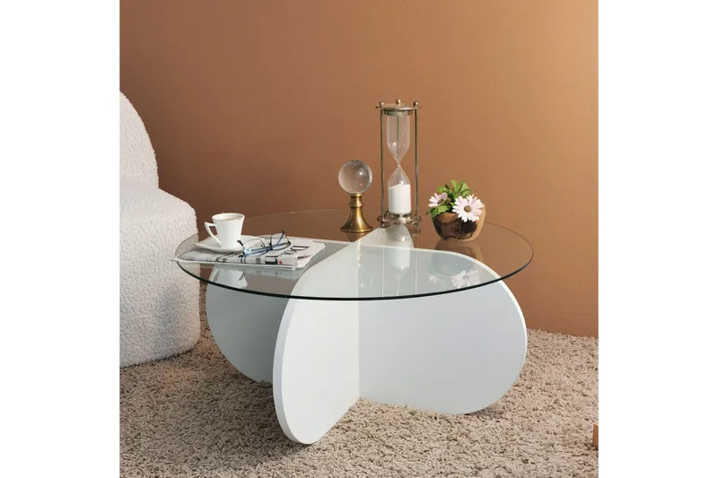 Pakalni Sofabord 75x35x75 cm Rundt - Hvit - Møbler - Bord - Sofabord