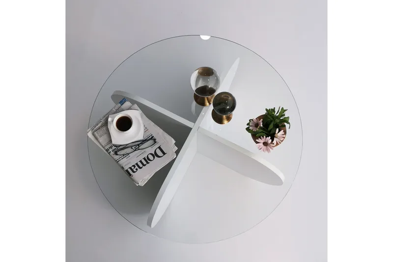 Pakalni Sofabord 75x35x75 cm Rundt - Hvit - Møbler - Bord - Sofabord