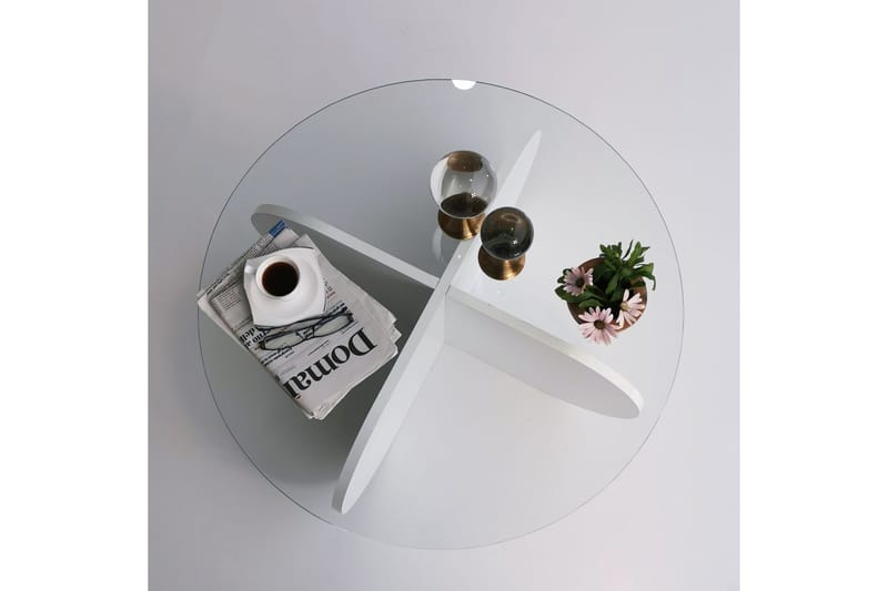 Pakalni Sofabord 75x35x75 cm Rundt - Hvit - Møbler - Bord - Sofabord