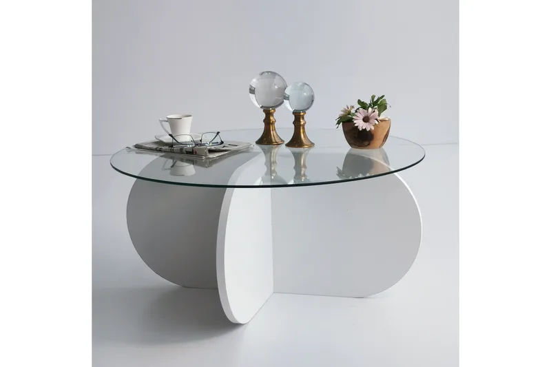 Pakalni Sofabord 75x35x75 cm Rundt - Hvit - Møbler - Bord - Sofabord