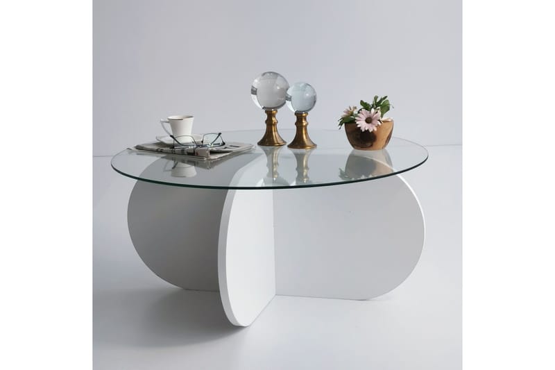 Pakalni Sofabord 75x35x75 cm Rundt - Hvit - Møbler - Bord - Sofabord