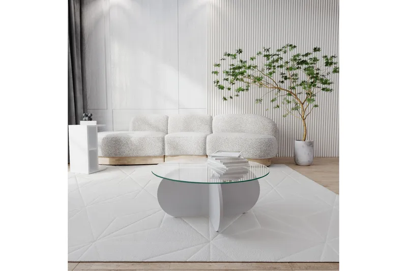 Pakalni Sofabord 75x35x75 cm Rundt - Hvit - Møbler - Bord - Sofabord