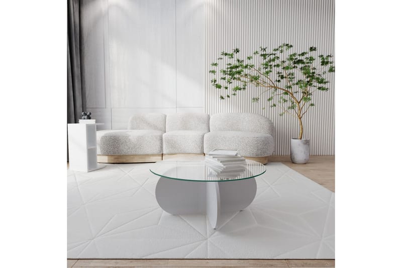 Pakalni Sofabord 75x35x75 cm Rundt - Hvit - Møbler - Bord - Sofabord