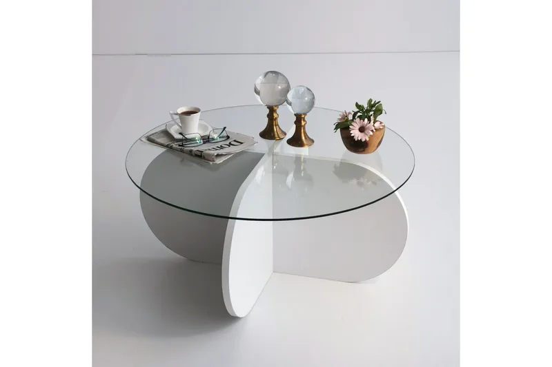 Pakalni Sofabord 75x35x75 cm Rundt - Hvit - Møbler - Bord - Sofabord