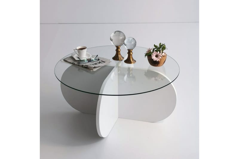 Pakalni Sofabord 75x35x75 cm Rundt - Hvit - Møbler - Bord - Sofabord