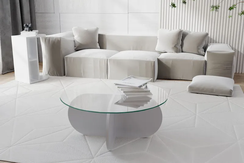 Pakalni Sofabord 75x35x75 cm Rundt - Hvit - Møbler - Bord - Sofabord