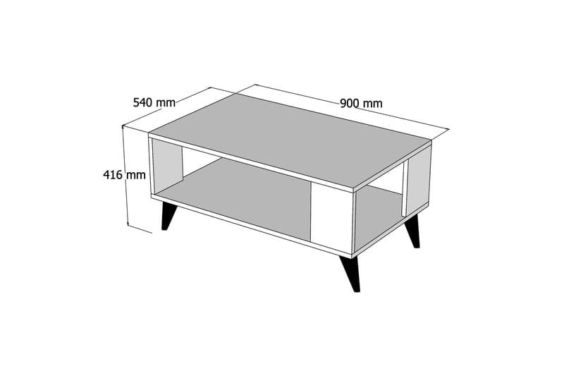 Palatka Sofabord 90 cm med Oppbevaringshylle - Mørkebrun - Møbler - Bord - Sofabord