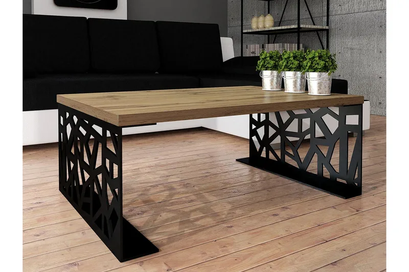 Palesia Sofabord 100 cm - Beige/Svart/Brun - Møbler - Bord - Sofabord