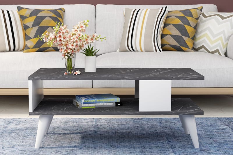 Palgrave Sofabord 90x40x90 cm - Svart/Hvit - Møbler - Bord - Sofabord