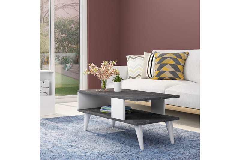 Palgrave Sofabord 90x40x90 cm - Svart/Hvit - Møbler - Bord - Sofabord