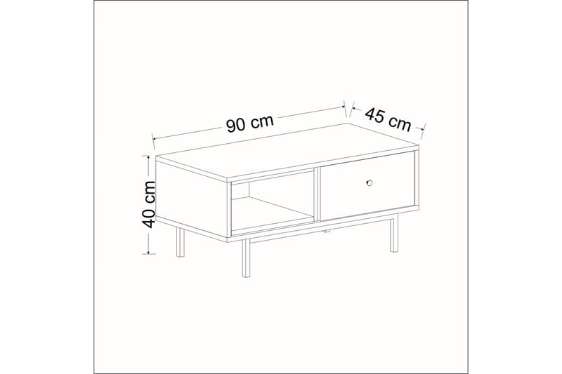 Papias Sofabord 90 cm med Oppbevaring Hylle + Lucka - Antracit/Svart - Møbler - Bord - Sofabord