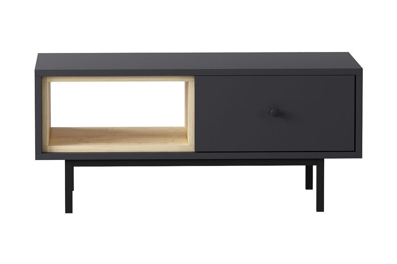 Papias Sofabord 90 cm med Oppbevaring Hylle + Lucka - Antracit/Svart - Møbler - Bord - Sofabord