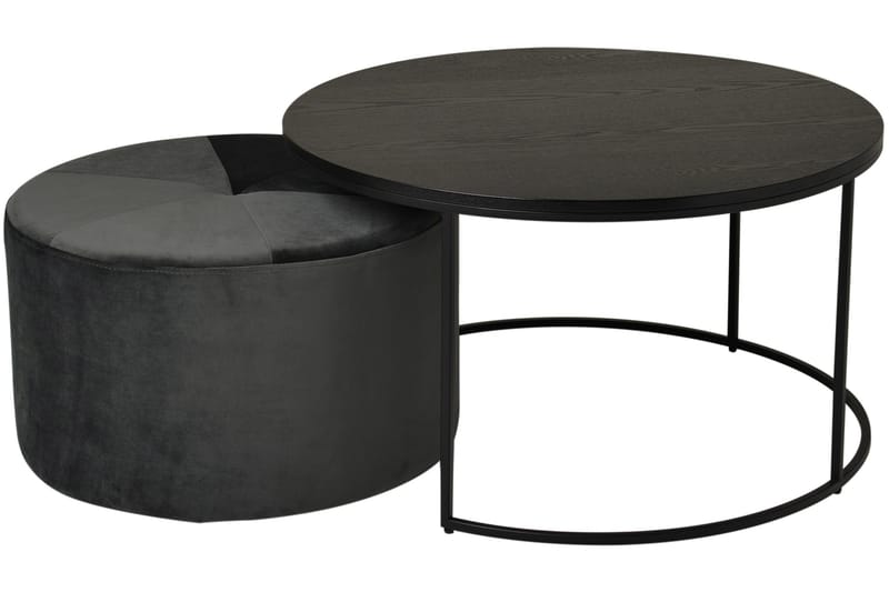 Pedona Sofabord 80 cm Rundt med Puff - Svart - Møbler - Bord - Sofabord