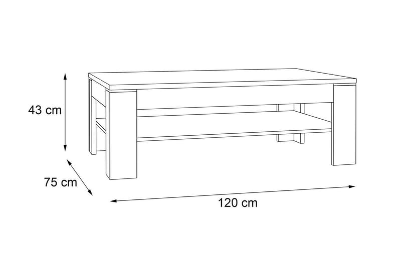 Perkhill Sofabord 120 cm med Oppbevaringshylle - Brun/Grå - Møbler - Bord - Sofabord
