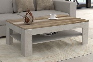 Perkhill Sofabord 120 cm med Oppbevaringshylle - Brun/Grå - Møbler - Bord - Sofabord