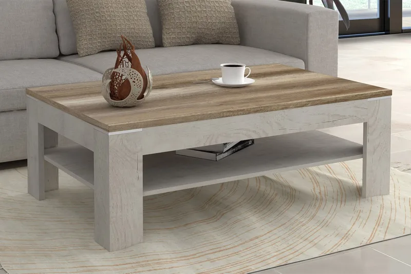 Perkhill Sofabord 120 cm med Oppbevaringshylle - Brun/Grå - Møbler - Bord - Sofabord