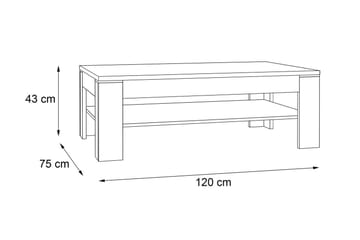 Perkhill Sofabord 120 cm med Oppbevaringshylle - Brun/Grå - Møbler - Bord - Sofabord