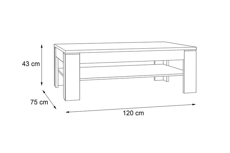 Perkhill Sofabord 120 cm med Oppbevaringshylle - Brun/Natur - Møbler - Bord - Sofabord