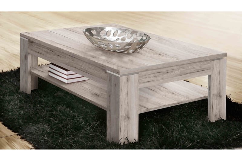 Perkhill Sofabord 120 cm med Oppbevaringshylle - Brun/Natur - Møbler - Bord - Sofabord