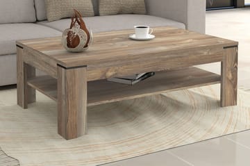 Perkhill Sofabord 120 cm med Oppbevaringshylle - Brun/Svart - Møbler - Bord - Sofabord