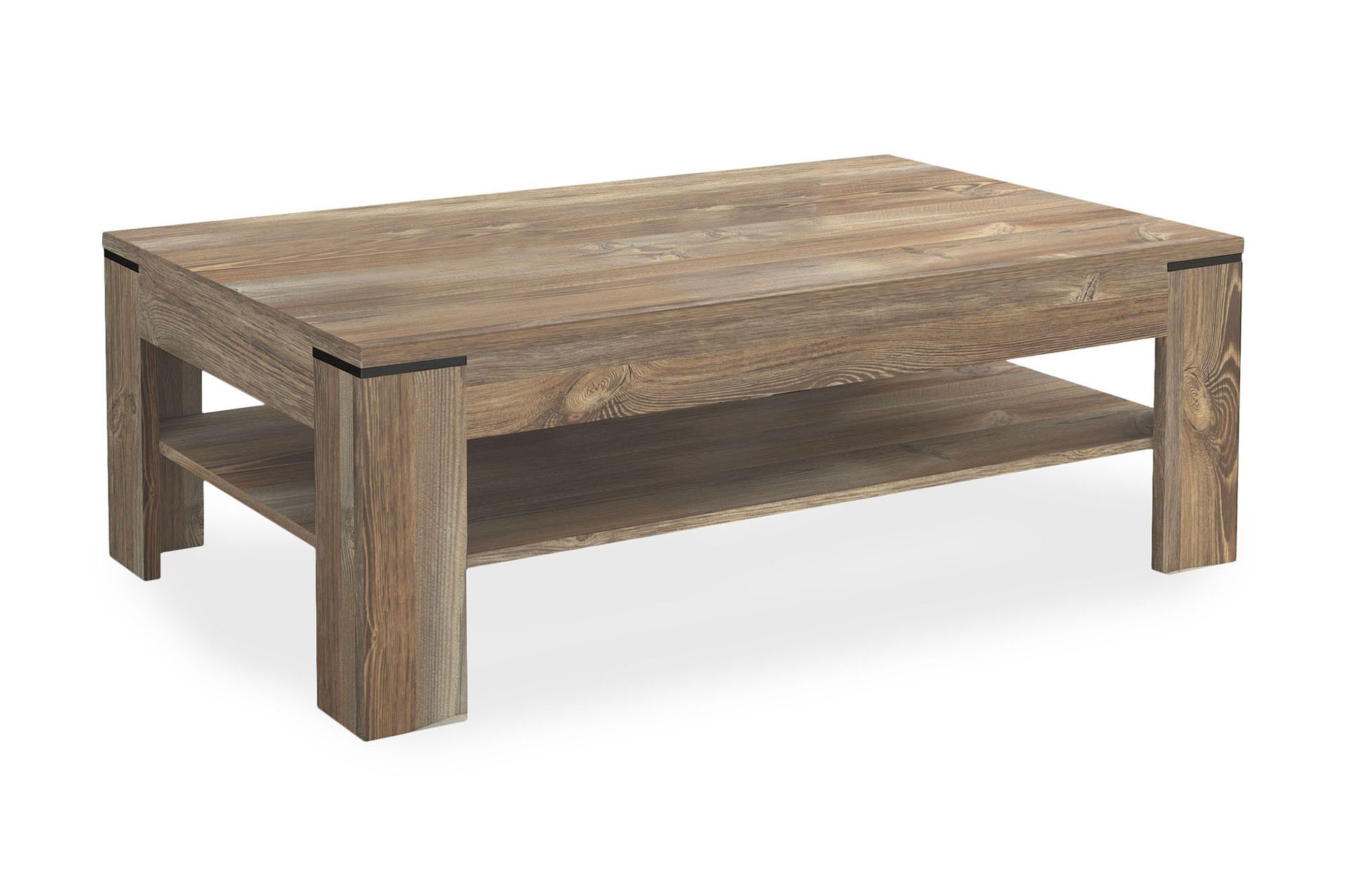 Perkhill Sofabord 120 cm med Oppbevaringshylle - Brun/Svart - Møbler - Bord - Sofabord