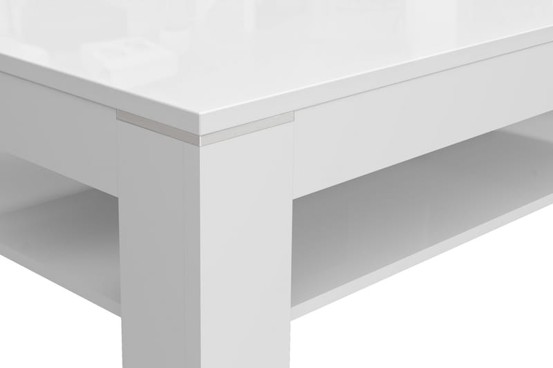 Perkhill Sofabord 120 cm med Oppbevaringshylle - Hvit - Møbler - Bord - Sofabord