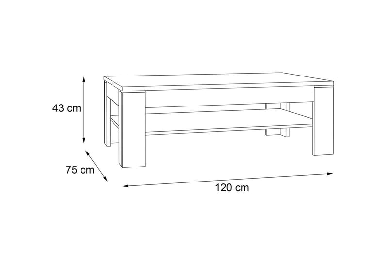Perkhill Sofabord 120 cm med Oppbevaringshylle - Hvit - Møbler - Bord - Sofabord