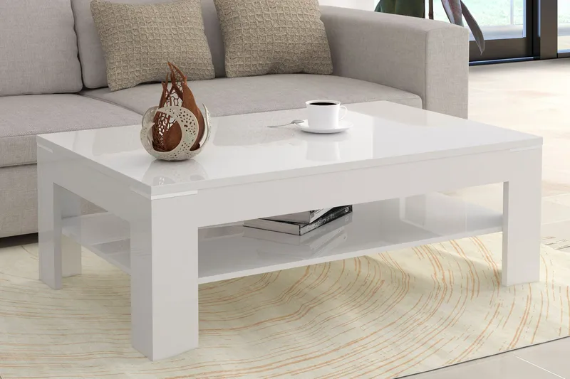 Perkhill Sofabord 120 cm med Oppbevaringshylle - Hvit - Møbler - Bord - Sofabord