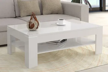Perkhill Sofabord 120 cm med Oppbevaringshylle - Hvit - Møbler - Bord - Sofabord
