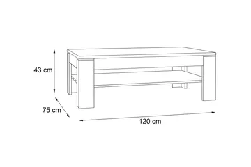 Perkhill Sofabord 120 cm med Oppbevaringshylle - Hvit - Møbler - Bord - Sofabord