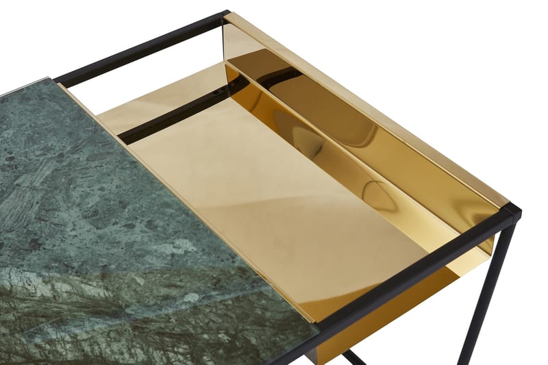 Piana Sofabord 110 cm Marmormønster - Svart/Messing - Sofabord